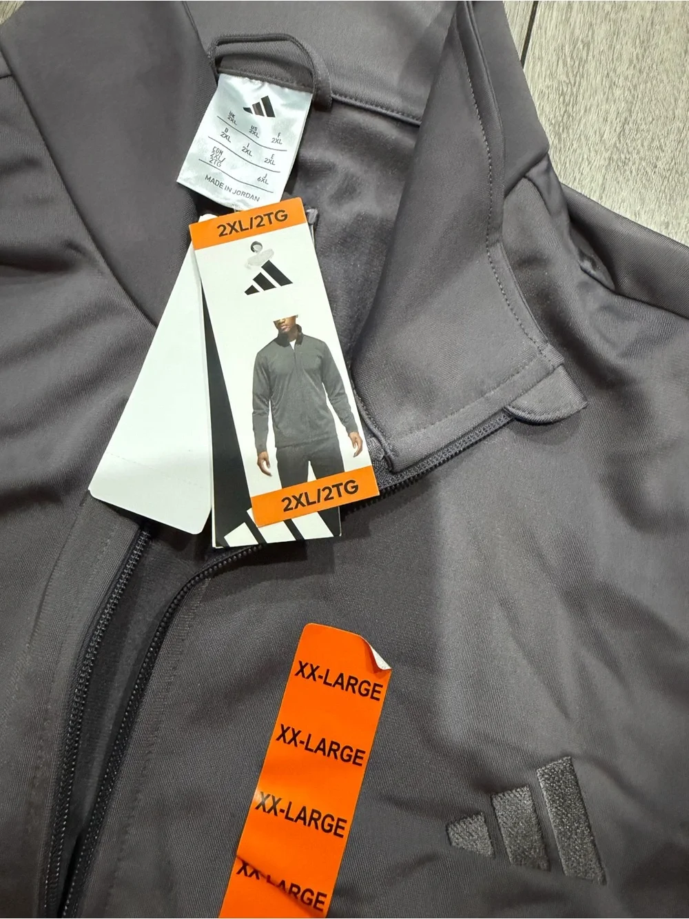 Adidas Men’s XXL Gray Full Zip Track Jacket Athletic Performance NWT